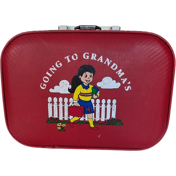 Trojan Bags Vintage Luggage Going To Grandmas Girls Child Red Hard